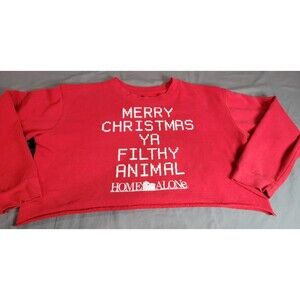 Home Alone “Merry Christmas Ya Filthy Animal” Red Cropped Sweatshirt XXL Women’s